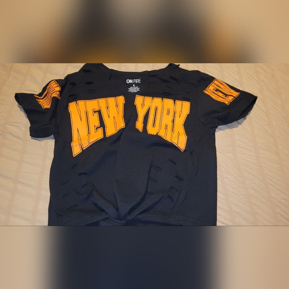 On Fire Black and Orange New York Tee Size S